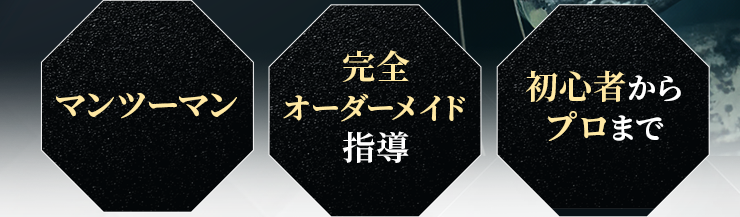 マンツーマン 完全オーダーメイド指導 初心者からプロまで
