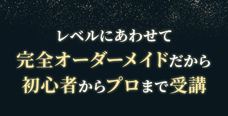 レベルにあわせて完全オーダーメイドだから初心者からプロまで受講